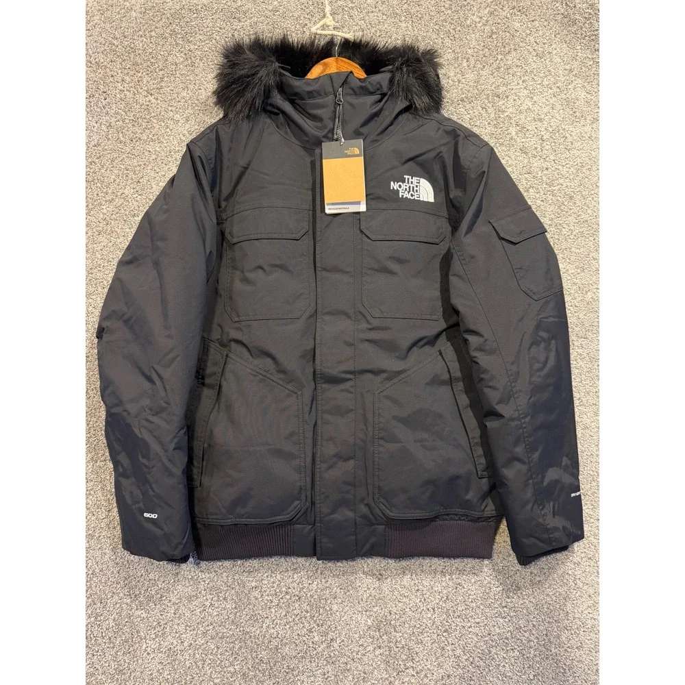 The North Face Gotham Jacket III Men Large Black Down Parka Faux Fur Relaxed Fit